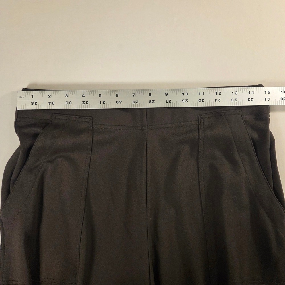 Max Studio Women's Knit Wide Leg Cropped Pull On Pants w Pockets Size L Green - Picture 7 of 10